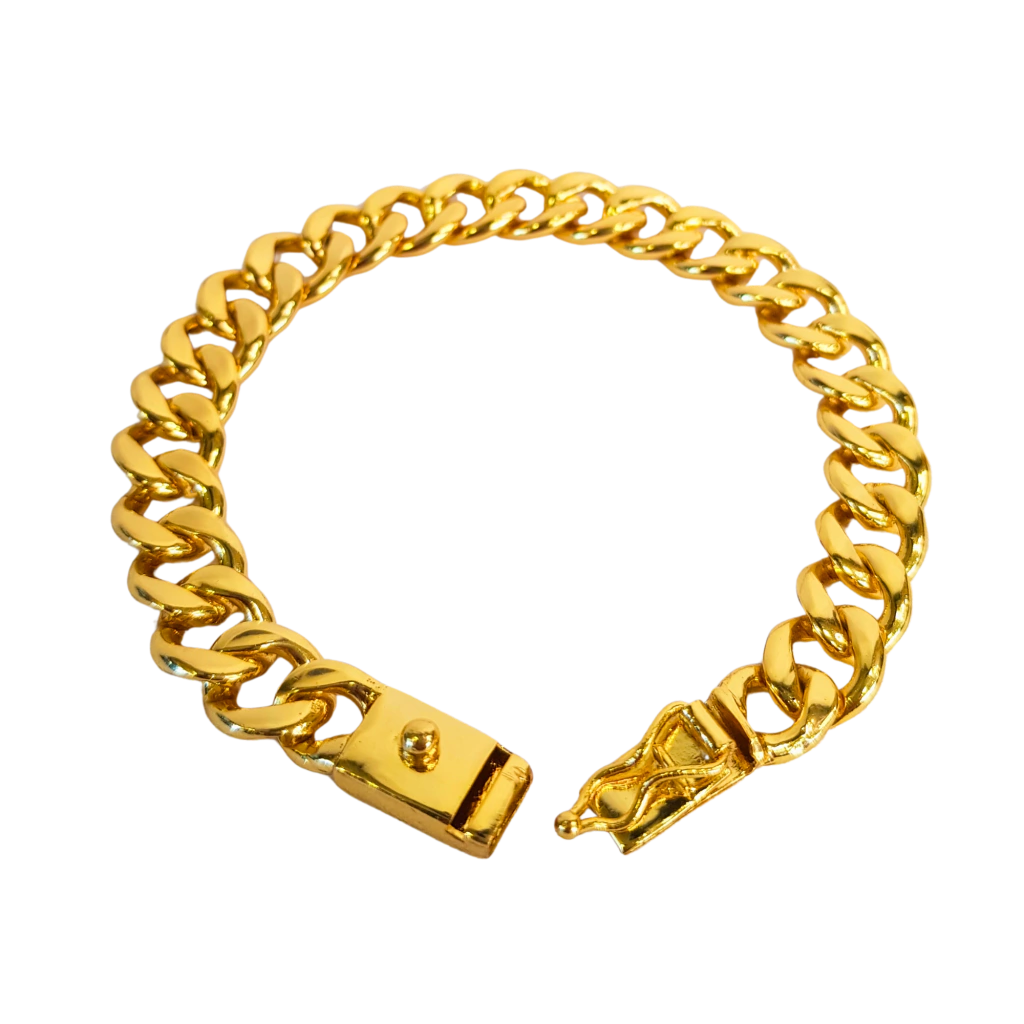 Pulseira Pitbull 13mm Fecho Gaveta Banhado a Ouro 18k
