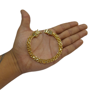 Pulseira Cadeado Duplo 8mm Banhado a Ouro 18k