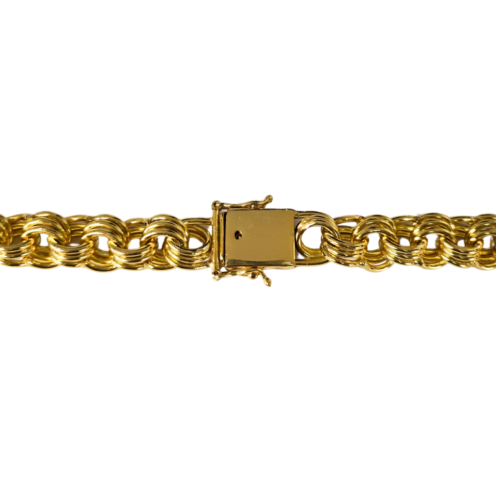 Cordão Friso Triplo 15mm Banhado A Ouro 18k
