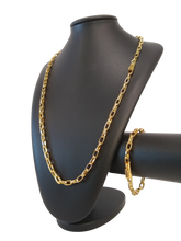 Cordão+Pulseira Tijolinho Meia Cana 7mm Banhado Ouro 18k