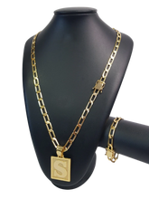 Cordão+Pulseira Grumet Alongado 8mm Pingente Escolha sua Letra A a Z Banhado a Ouro 18k