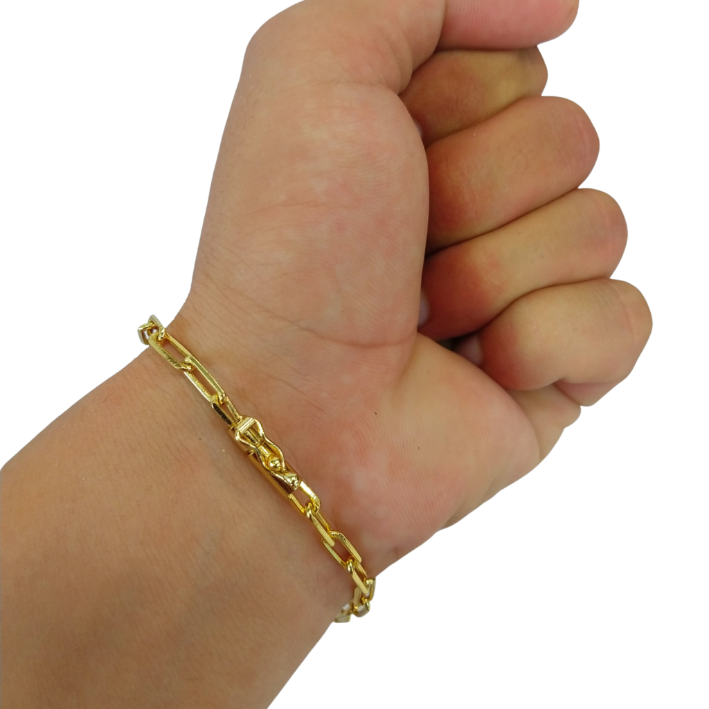 Cordão+Pulseira Tijolinho 4mm Banhado a Ouro 18k
