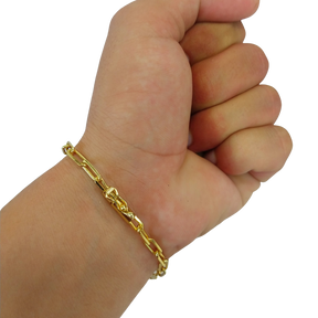 Cordão+Pulseira Tijolinho 4mm Banhado a Ouro 18k