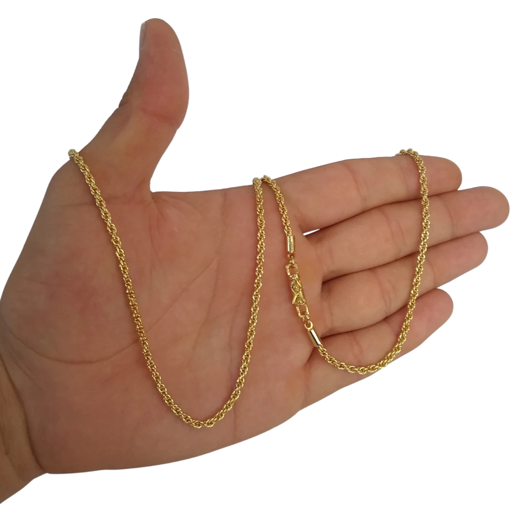 Cordão Baiano 3mm Banhado a Ouro 18k
