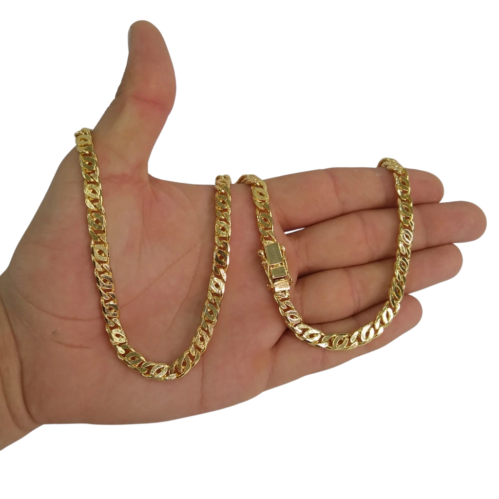 Cordão Elo Oito 6mm Banhado A Ouro 18k