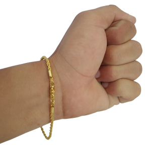 Cordão+Pulseira Baiano Pingente Cruz Banhado a Ouro 18k