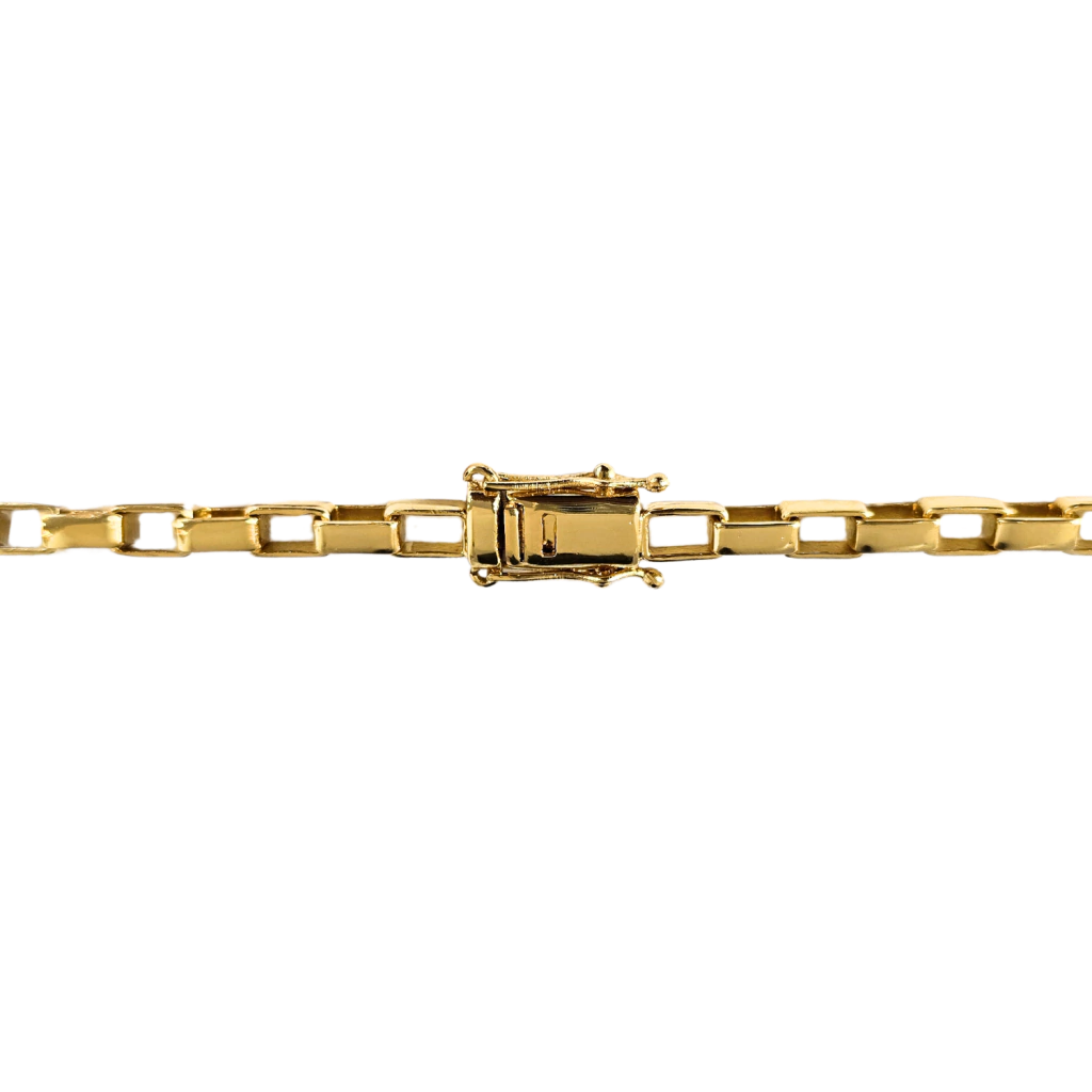 Cordão Tijolinho Bloquinho 5mm Banhado a Ouro 18k