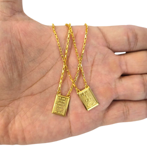 Escapulário Tijolinho 2mm "Deus é fiel" Banhado A Ouro 18k