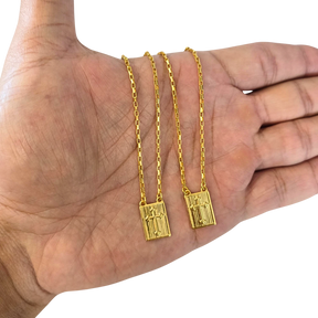 Escapulário Tijolinho 2mm Cruz Templária Banhado A Ouro 18k