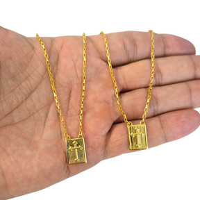 Escapulário Tijolinho 2mm Cruz Templária Banhado A Ouro 18k