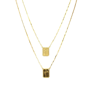 Escapulário Tijolinho 2mm Fé plaquinha Banhado A Ouro 18k