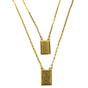 Escapulário Tijolinho 2mm "Deus é fiel" Banhado A Ouro 18k